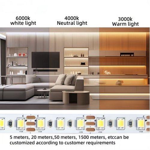 12V CCT Tunable White LED Strip – 2700K to 6000K for Hotel Bathrooms
