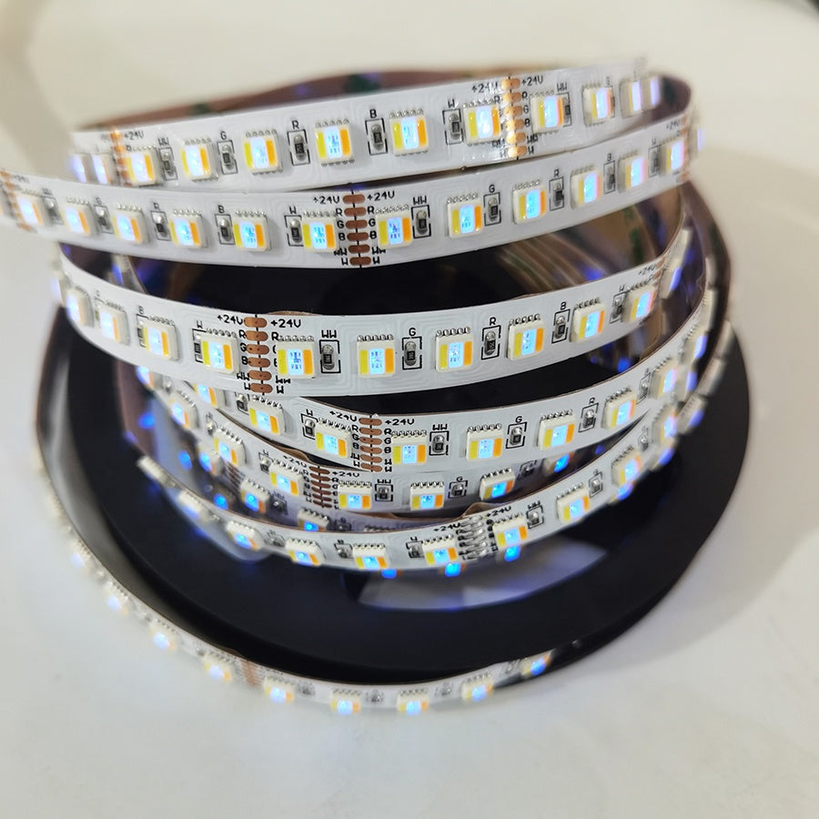 24V RGBWW LED Strip 96LEDs/M – 5-in-1 5050 Chip, CRI>90 for Luxury Homes