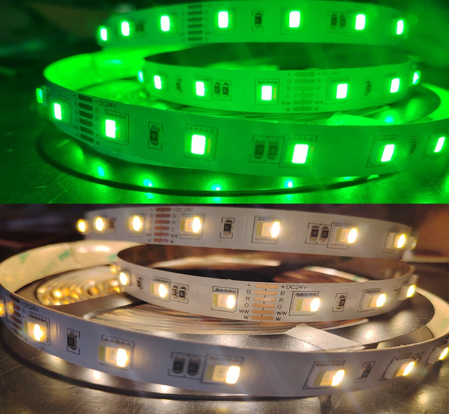 24V RGBWW LED Strip 96LEDs/M – 5-in-1 5050 Chip, CRI>90 for Luxury Homes