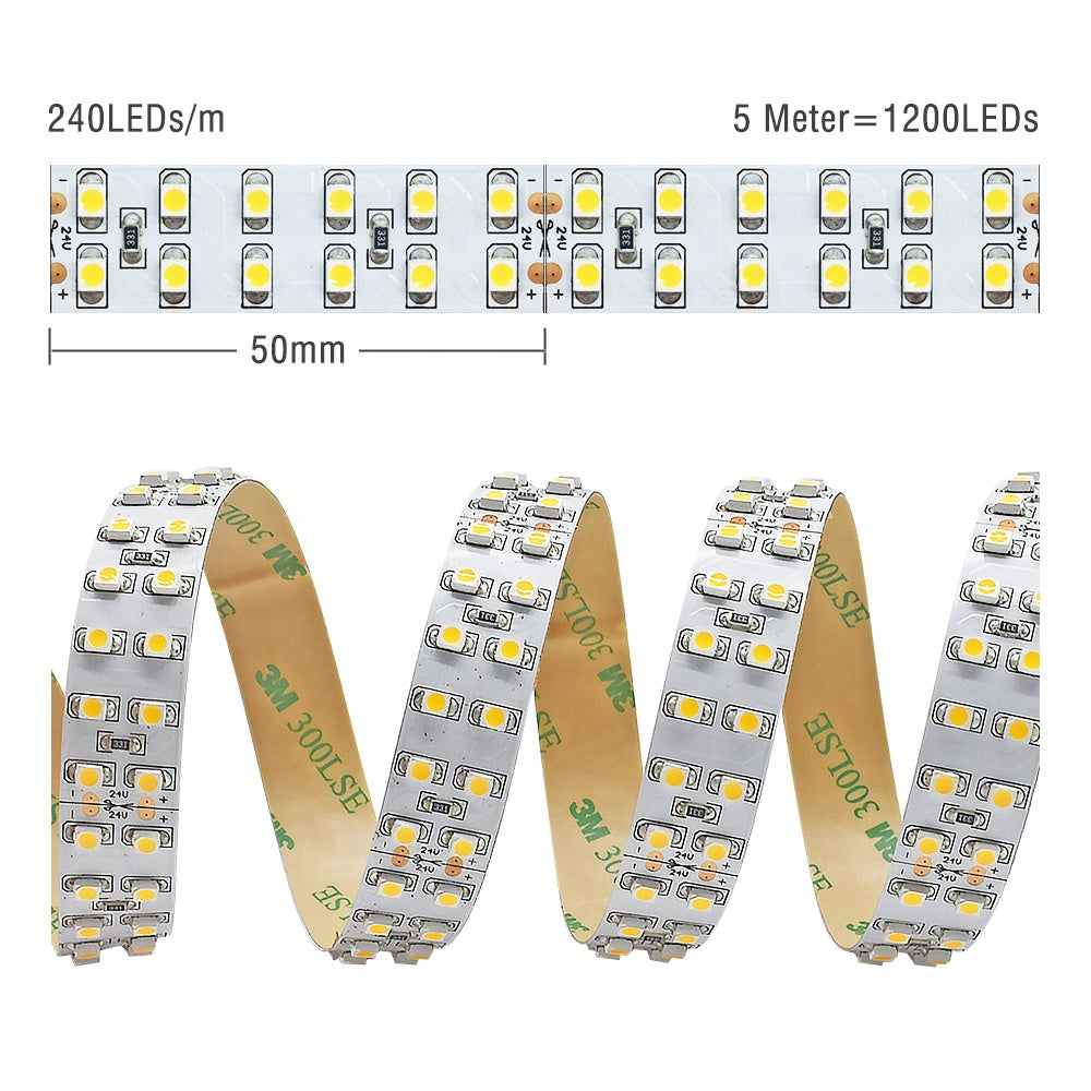 24V Dual-Row LED Strip 240 LEDs/M – High Brightness 1820LM for Signage