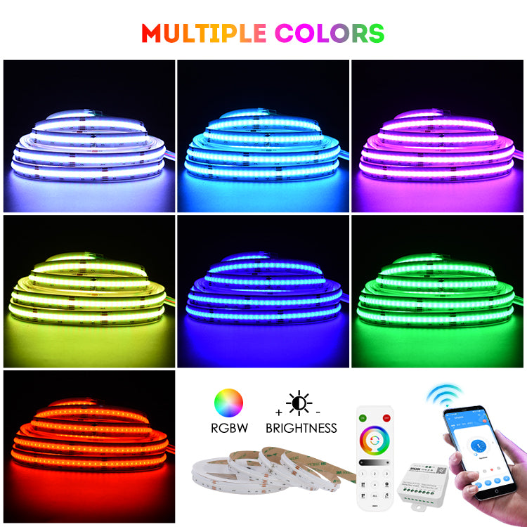 24V RGBW COB LED Strip 896LEDs/M – CRI>90 for High-End Interiors